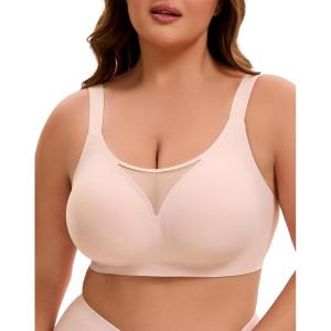 imageINNERSY Womens Plus Size Wireless amp Seamless Supportive Full Coverage Bras Push Up No Underwire Bra for Everyday ComfortPink
