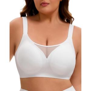 imageINNERSY Womens Plus Size Wireless amp Seamless Supportive Full Coverage Bras Push Up No Underwire Bra for Everyday ComfortWhite