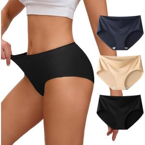 imageINNERSY Womens Seamless Underwear No Show Full Coverage Hipster Panties Stretchy Invisible Briefs 3PackBasic