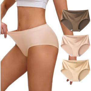imageINNERSY Womens Seamless Underwear No Show Full Coverage Hipster Panties Stretchy Invisible Briefs 3PackElegant