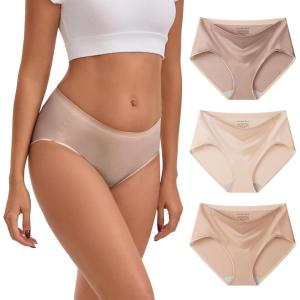 imageINNERSY Womens Seamless Underwear Pearly Sheen Soft Silky Lightweight Hipster PantiesWarm Nudes