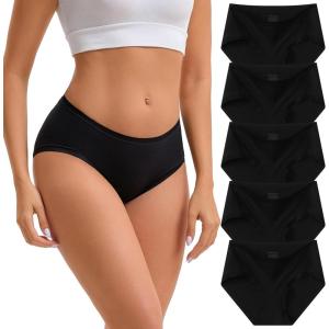 imageINNERSY Womens Underwear Cotton Modal High Cut Hipster Panties Moisture Wicking Briefs 5PackBlack