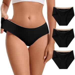 imageINNERSY Womens Underwear Cotton Seamless Hipster Panties No Show Soft Bikini Briefs 3PackBlack
