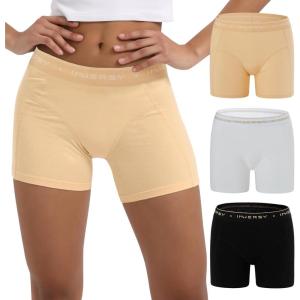 imageINNERSY Womens 4 Inseam Boxers Briefs Cotton Boyshorts Underwear Ladies Panties 3PackBasic