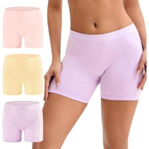 imageINNERSY Womens 4 Inseam Boxers Briefs Cotton Boyshorts Underwear Ladies Panties 3PackMacaroon