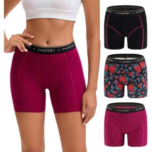 imageINNERSY Womens 4 Inseam Boxers Briefs Cotton Boyshorts Underwear Ladies Panties 3PackRosy Twilight